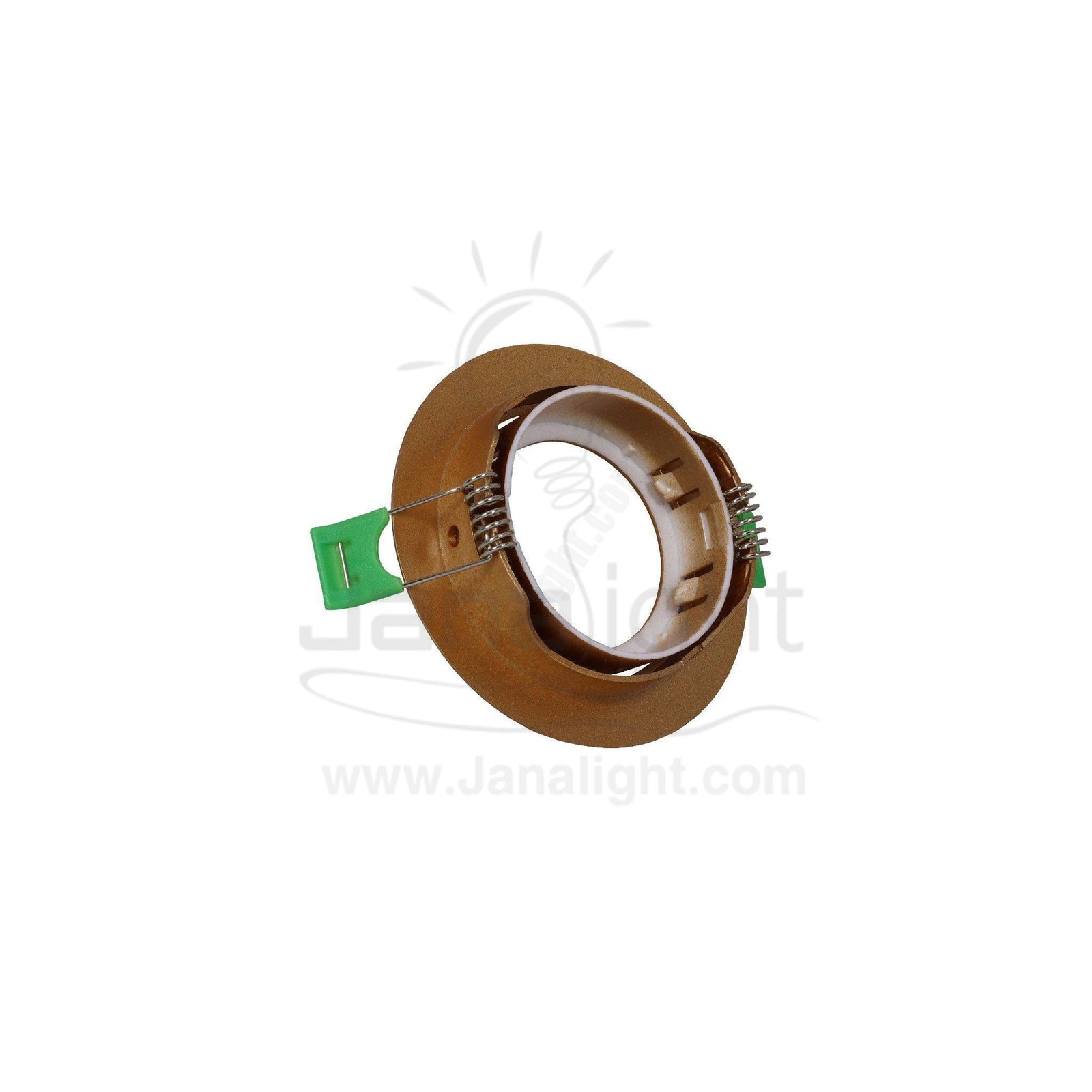 سبوت لايت فارغ متحرك مسطح مدور بلاستك ذهبي مط جنى لايت Jn403 Single Round Matt Gold Spotlight Frame